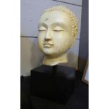 CONTEMPORARY SCHOOL BUDDHA HEAD, on stand, 37cm tall approx.