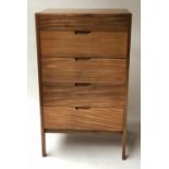 TALL CHEST, 1970's teak with five drawers on tapering supports, 63cm x 51cm x 109cm H.