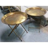 SIDE TABLES, a pair, contemporary champagne gilt finish, 66cm x 66cm diam. (2)