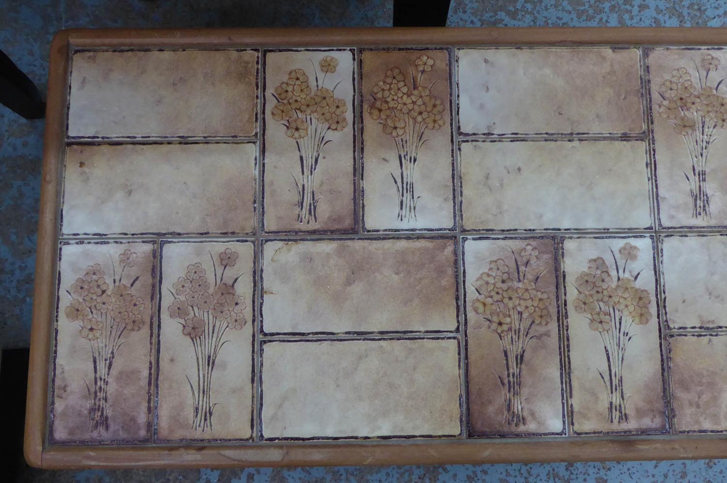 LOW TABLE, vintage 1970s, tile top, indistinctly stamped underneath, 95.5cm x 45cm x 40cm. - Image 2 of 5