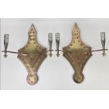 WALL LIGHTS, a pair, 1980's copper, chrome and brass, by Italian born Robin Angelo Faretti, for R.