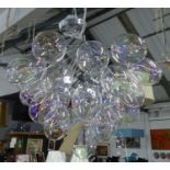 BUBBLE CHANDELIER, contemporary iridescent glass, 52cm drop minus chain.
