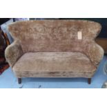 SOFA, vintage 1970's, later upholstered in a brown fabric, 143cm W approx.