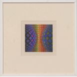 VICTOR VASARELY 'Abstract Op Art', collotype, 20cm x 20cm, framed and glazed.