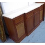 SIDEBOARD, breakfront design, marble top, rattan detail, 195.5cm x 52cm x 92cm (slight faults)