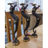 SEA HORSE TEA LIGHT CANDELABRA, a set of three, 39cm H. (3)