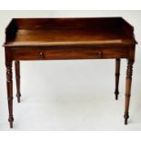 WRITING TABLE, George III mahogany, with 3/4 gallery and full width frieze drawer, 106cm W x 85cm