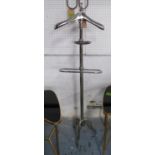 VALET STAND, French Art Deco style, polished metal, 141cm H.