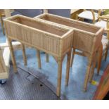 RATTAN AND BAMBOO PLANTERS, a pair, 78cm x 23cm x 80cm. (2)