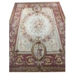 FINE AUBUSSON SAVONNERIE DESIGN NEEDLEPOINT CARPET, 370cm x 270cm.