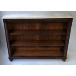 BOOKCASE, William IV rosewood freestanding with turned columns, concealed frieze drawers and Carrara