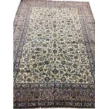 FINE PERSIAN KASHAN CARPET, 403cm x 288cm, palmette and vine jade field.