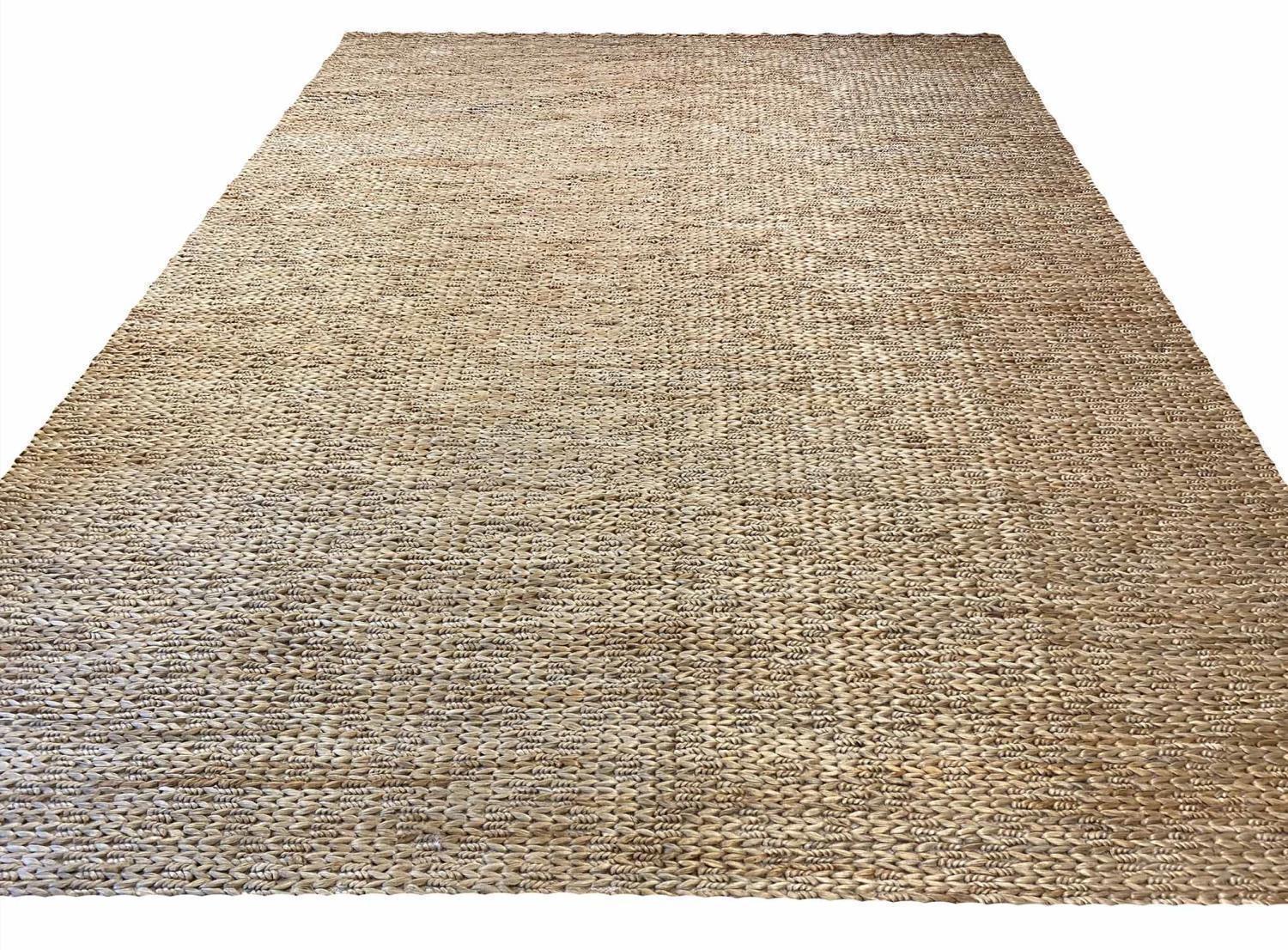 CLASSIC HAND WOVEN JUTE CARPET, 365cm x 275cm.