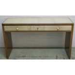 DESK, Art Deco walnut and vellum with three drawers and ivory handles, 74cm H x 125cm x 42cm. (