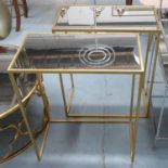 SIDE TABLES, a pair, 1960's French style, gilt metal and glass, 56cm x 30.5cm x 66cm (2).