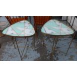 SIDE TABLES, a pair, 1960's Italian style, 65cm H x 57cm x 55cm. (2)