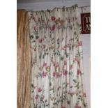 CURTAINS, a pair, vintage floral chintz lined, 130cm W x 200cm drop. (2)