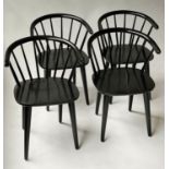 DINING ARMCHAIRS, a set of four, contemporary danish style, ebonised finish, 78.5cm tall approx. (4)
