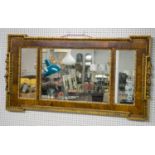 GEORGE II STYLE TRIPTYCH MIRROR, early 20th century walnut and giltwood with egg and dart border and