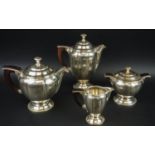 CHRISTOFLE SILVER PLATE TEA/COFFEE SERVICE, Art Deco style, includes coffee pot, tea pot, sugar bowl