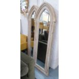WALL MIRRORS, a pair, Gothic style arch design, 172cm x 60.5cm.