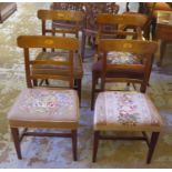 DINING CHAIRS, a set of four, George III mahogany and string inlaid, each with a fan decorated