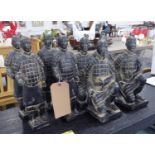 FAUX TERRACOTTA CHINESE WARRIORS, a set of eight, differing poses, 35cm H at tallest. (8)