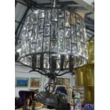 CHANDELIERS, a pair, contemporary design, cut glass and black painted metal, 40cm drop approx