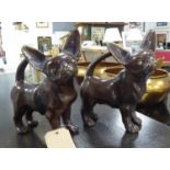 CONTEMPORARY SCHOOL, bronze Chihuahuas, a pair, 30cm at tallest. (2)