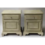 BEDSIDE CABINETS, a pair, 19th century style, traditionally grey painted, each with drawer and