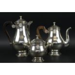 CHRISTOFLE SILVER PLATE PART TEA/COFFEE SERVICE, includes tea pot, coffee pot and sugar bowl. (3)