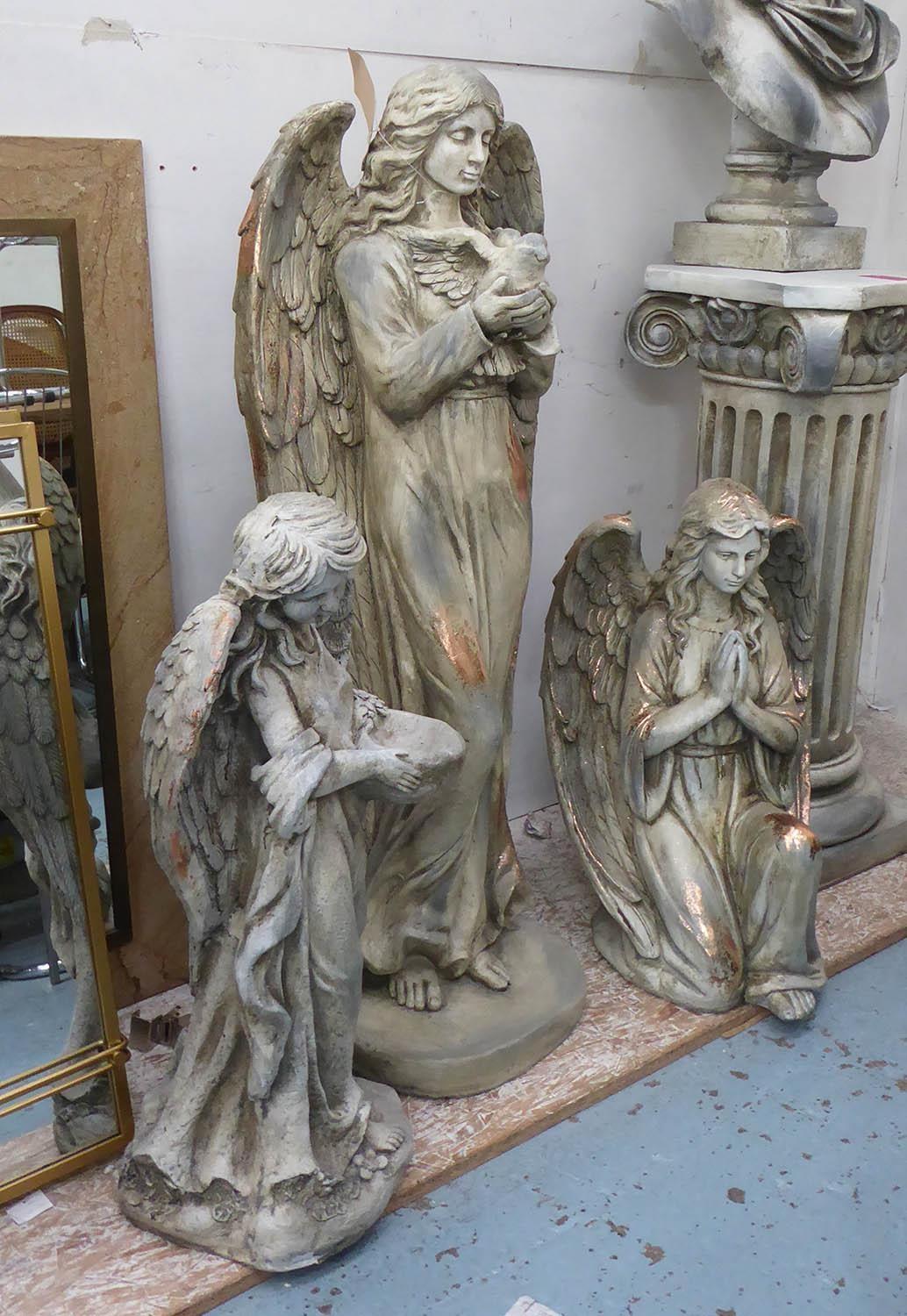 ANGELS, a collection of three, various poses, 120cm at tallest. (3)