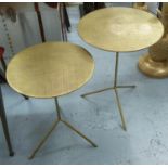 SIDE TABLES, a graduated pair, bronzed finish, 54cm H x 40cm diam. (2)