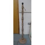 FLOOR LAMP, contemporary turned wood, 134cm H.