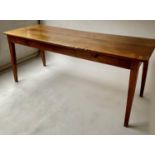 FARMHOUSE TABLE, 19th century French, cherrywood, with two frieze drawers and square tapering