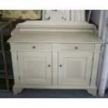 SIDE CABINET, Gustavian style cream painted with two drawers above two doors, 112cm H x 122cm x