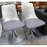 DINING CHAIRS, a set of six, contemporary cantilever design, 87cm H. (6) (slight faults)
