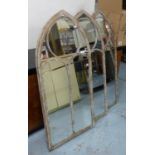 GARDEN WALL MIRRORS, a set of three, Gothic style, 122cm x 56cm. (3)