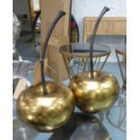 OVERSIZED CHERRIES, a pair, stylised gilt finish, 52cm H. (2)