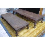 LOW TABLES, a set of two, vintage Indian, 76cm x 65cm x 35cm at largest. (2)