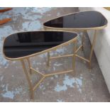 SIDE TABLES, a pair, 1960's Italian style, smoked glass tops, 55cm x 29cm x 55cm. (2)