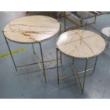 SIDE TABLES, a graduated pair, marble tops, 52cm diam. x 50.5cm largest. (2)