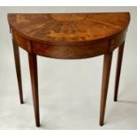 CONSOLE TABLE, George III design demi lune mahogany and satinwood inlay in the manner of Robert