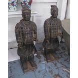 CHINESE TERRACOTTA STYLE WARRIORS, a pair, 94cm H approx. (2)