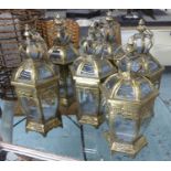 LANTERNS, a set of six, gilt metal, 37cm H. (6)