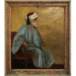 EARLY 20th CENTURY SCHOOL 'Seated Arab', oil on canvas, 33cm x 28cm, framed.