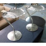 GINKGO LEAF SIDE TABLES, a pair, polished metal finish, 56cm H. (2)