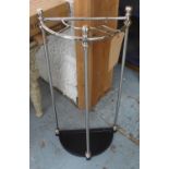 STICK STAND, polished metal, Victorian style, 66cm tall.