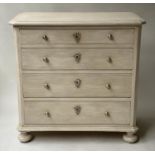 GUSTAVIAN COMMODE, 19th century Swedish grey painted and silvered metal with four drawers, 91cm x