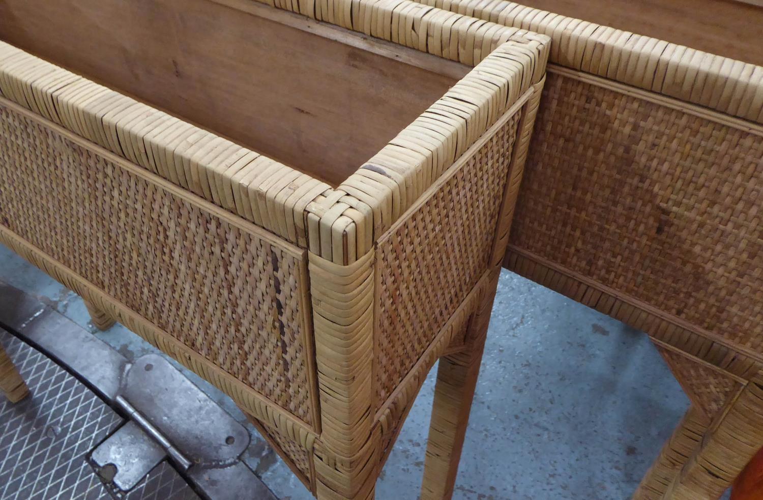 RATTAN AND BAMBOO PLANTERS, a pair, 78cm x 23cm x 80cm. (2) - Image 2 of 3